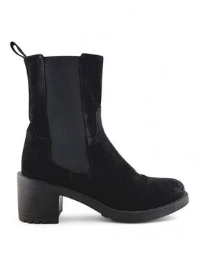 Emanuele Crasto Women’s Black Suede Chelsea Chunky Block Heel Boots 40